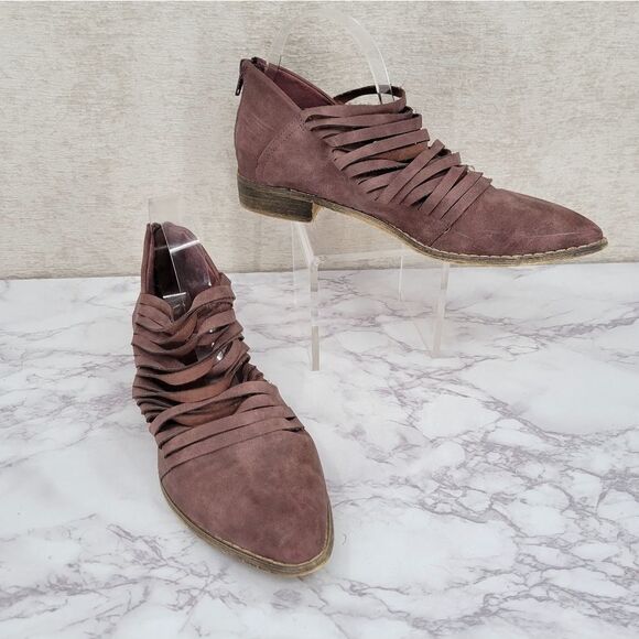 MI.IM Dusty Plum Purple Mauve Sliced Shooties Ankle Booties Leather Boots - Picture 1 of 13